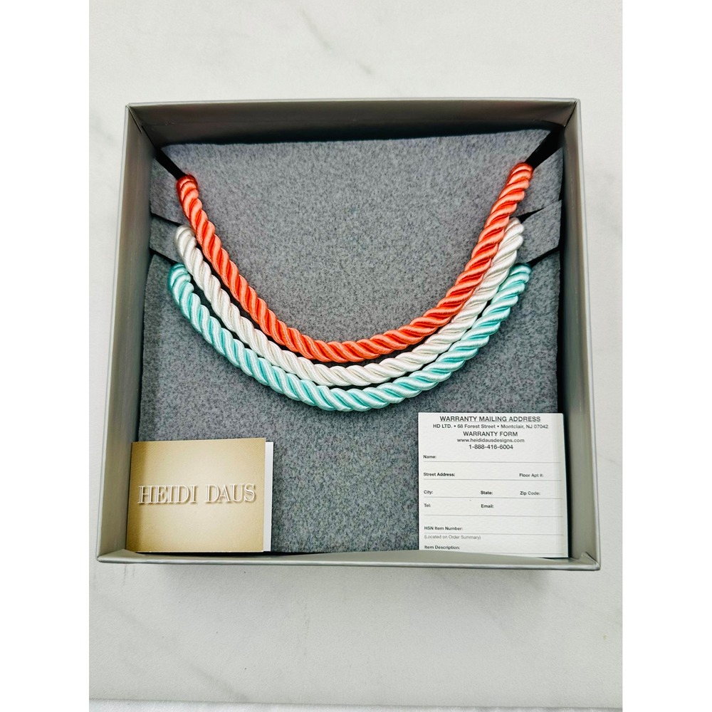 Heidi Daus Interchangeable Silk Cord Necklace Set 3pc Coral Cream Aqua Bronze